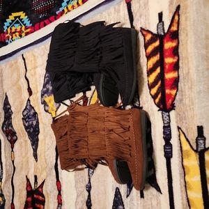 2 pair fringe boots